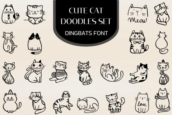 Cute Cat Doodles Font for Editorial Design