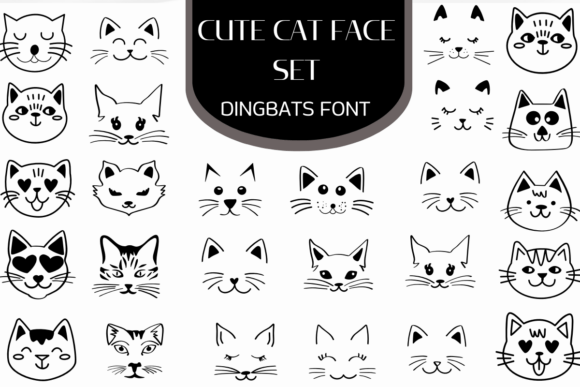Cute Cat Face Set: A Playful Font for Creative Makers