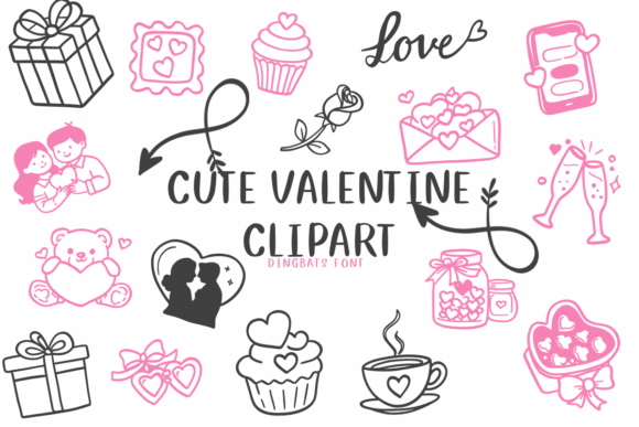 Cute Valentine Clipart Font for Digital Campaigns