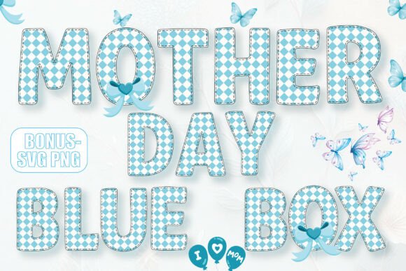 Mother Day Blue Box Font for Stylish Editorial Design