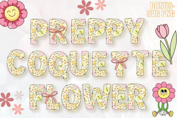 Preppy Coquette Flower Alphabets Font for Digital Creatives